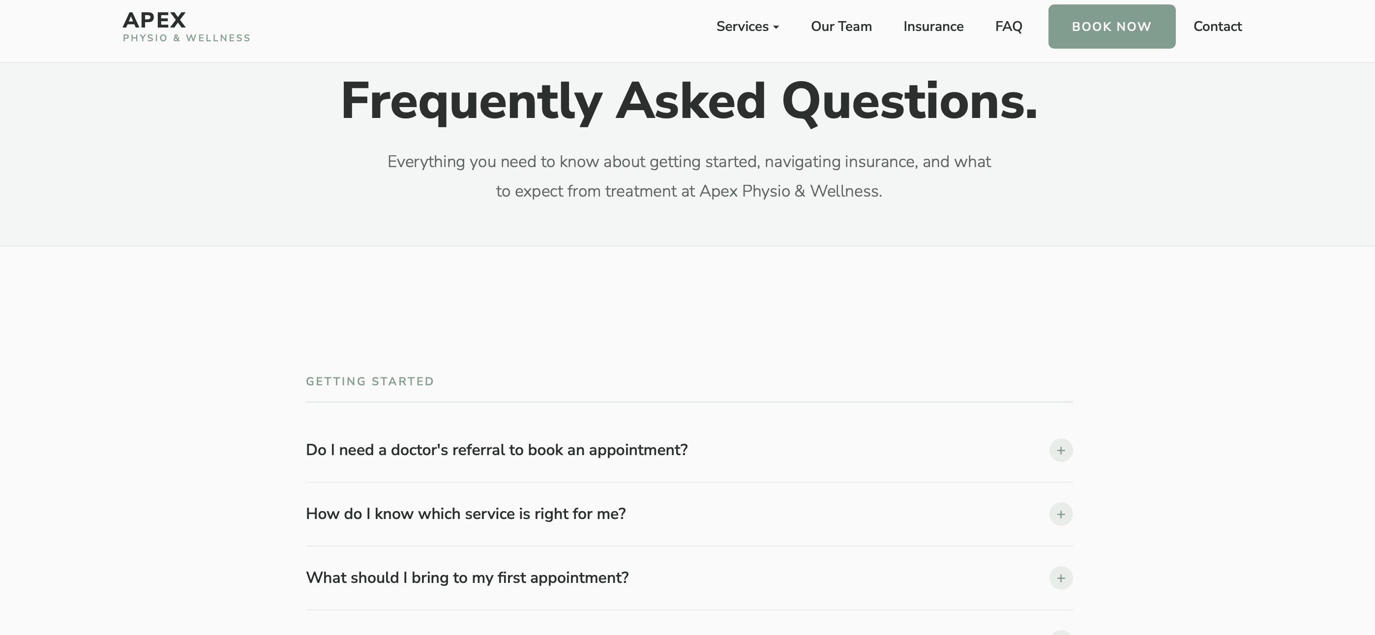 Apex Physio & Wellness — Contact page