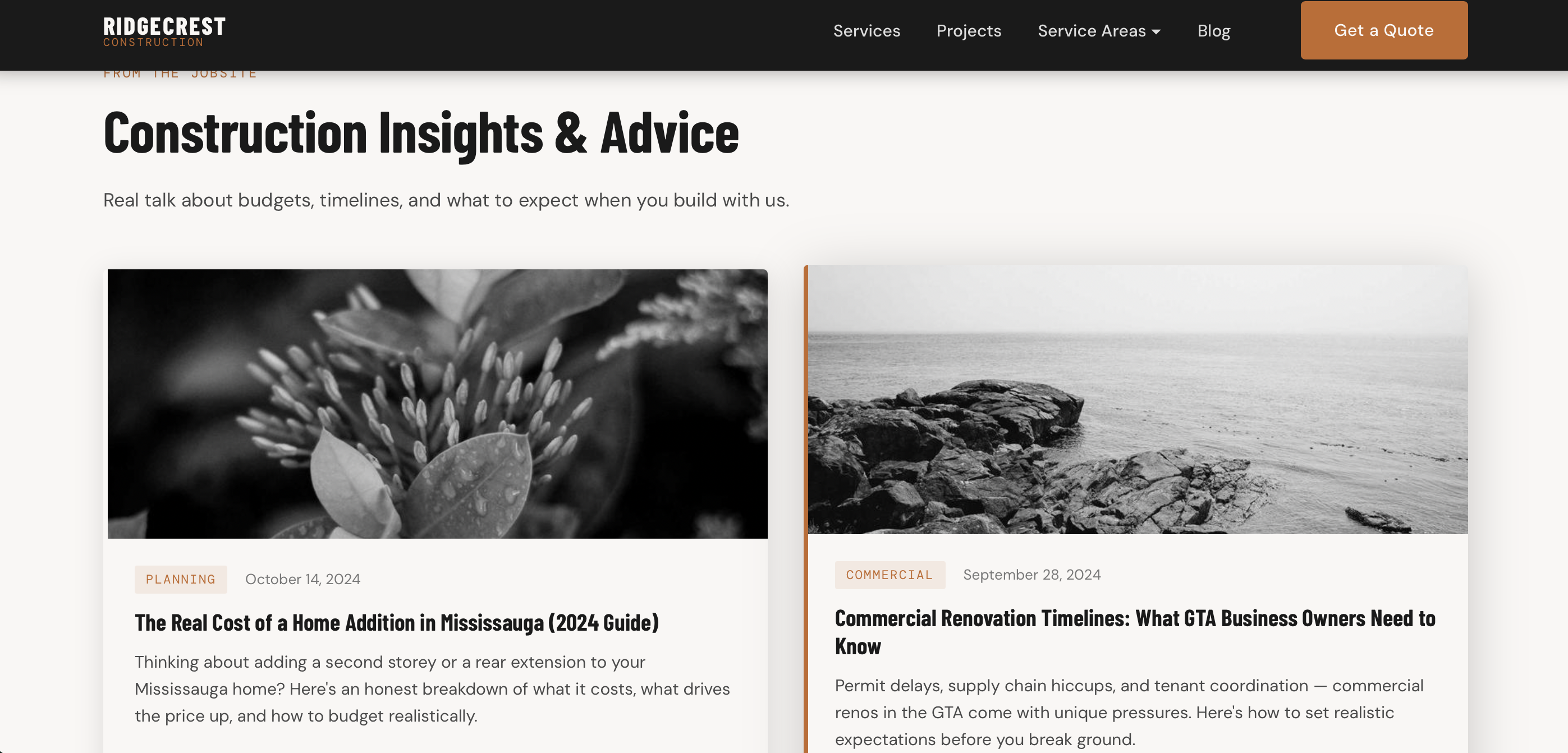 Ridgecrest Construction — About page