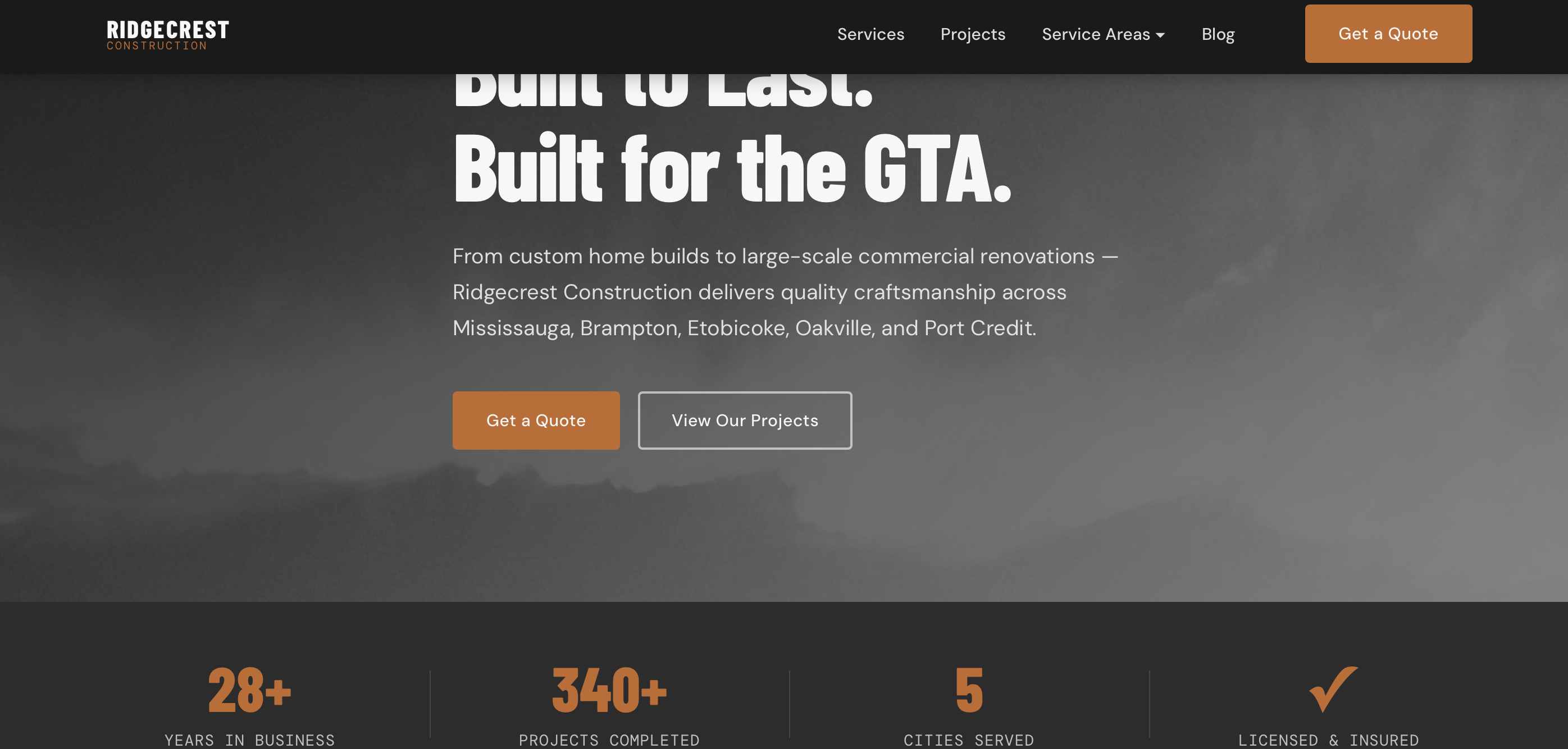 Ridgecrest Construction — Contact page